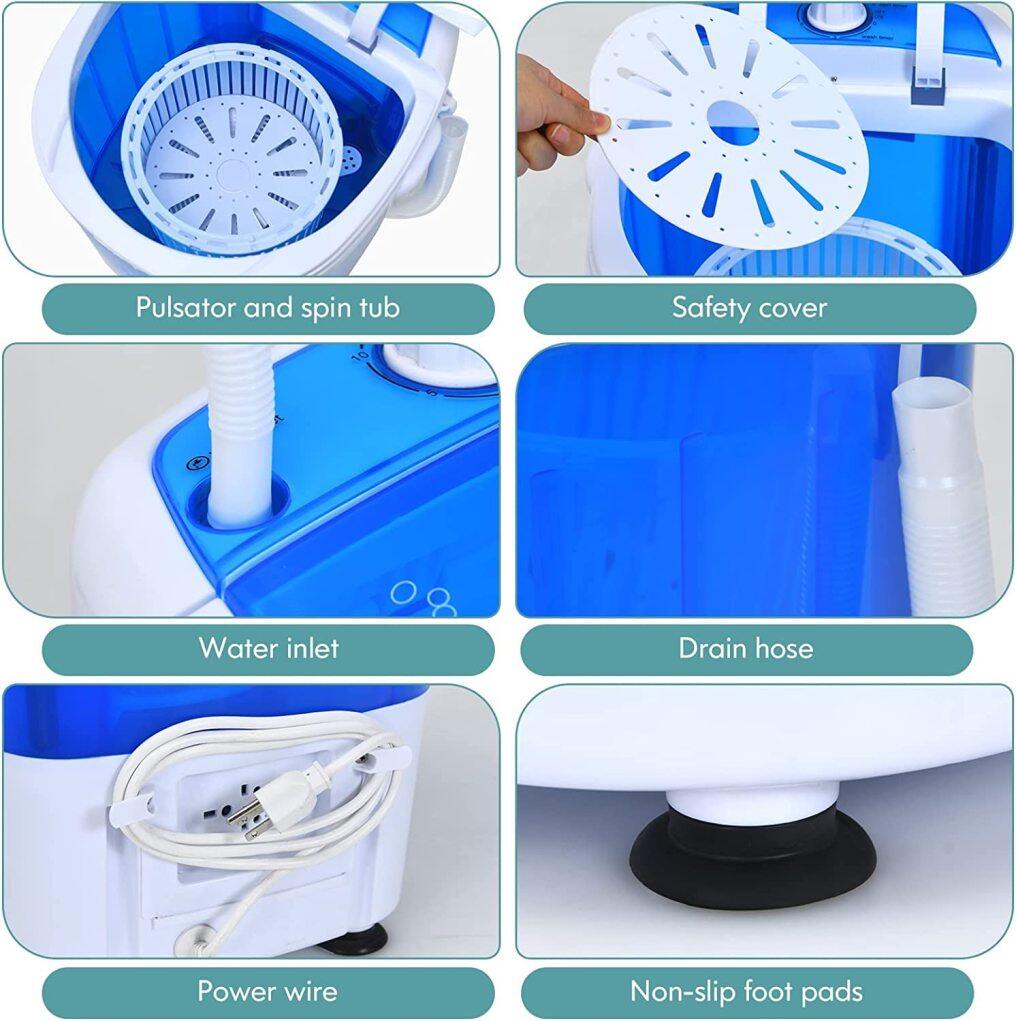 ARLIME Portable Washing Machine, Mini Washer and Dryer Combo w/ 5.5lbs Washing Capacity, Spin Cycle Basket