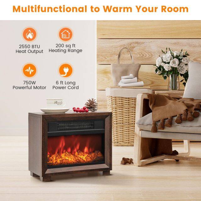 ARLIME 13’’ Electric Fireplace Heater, 750W Mini Tabletop Electric Fireplace Stove with Realistic Flame