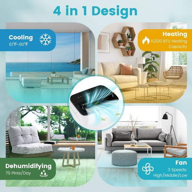 13,000 BTU Portable Air Conditioner, Smart WiFi Enabled AC with App & Voice Control