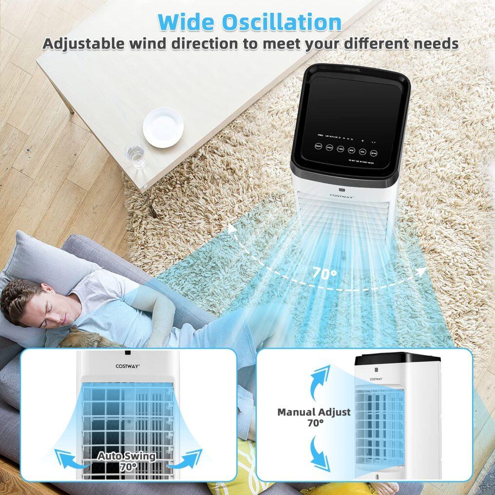 ARLIME Evaporative Air Cooler, 3-in-1 Portable Quiet Swamp Cooler and Humidifier with Remote, 4 Modes, 70° Oscillation
