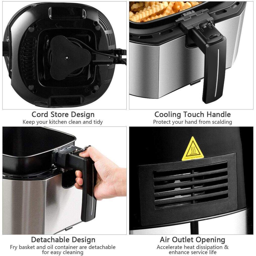 ARLIME Electric Air Fryer, Stainless Steel, 3.5QT, 1300W
