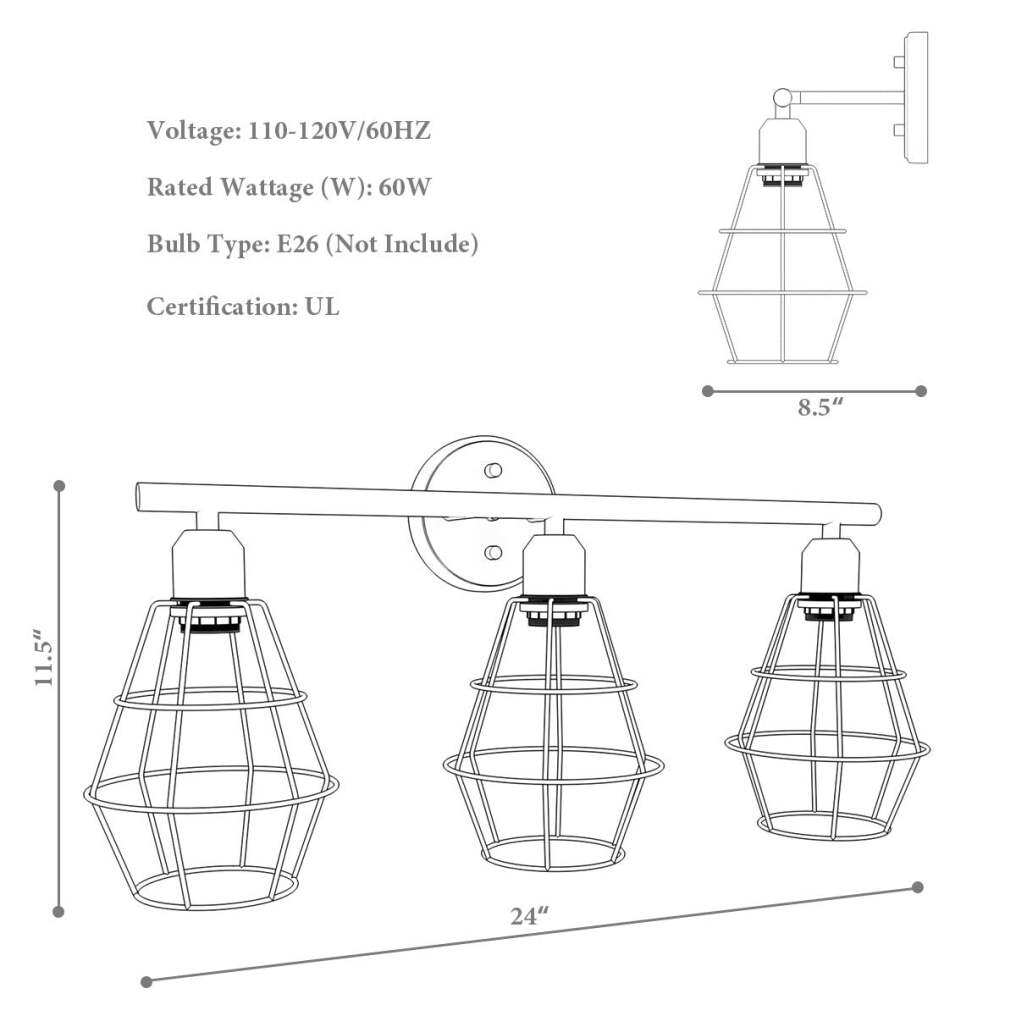 ARLIME 3-Light Industrial Bathroom Vanity Light