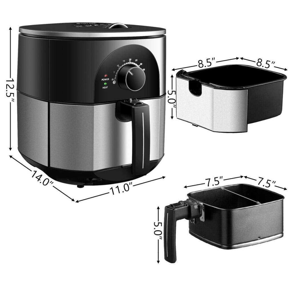 ARLIME Electric Air Fryer, Stainless Steel, 3.5QT, 1300W