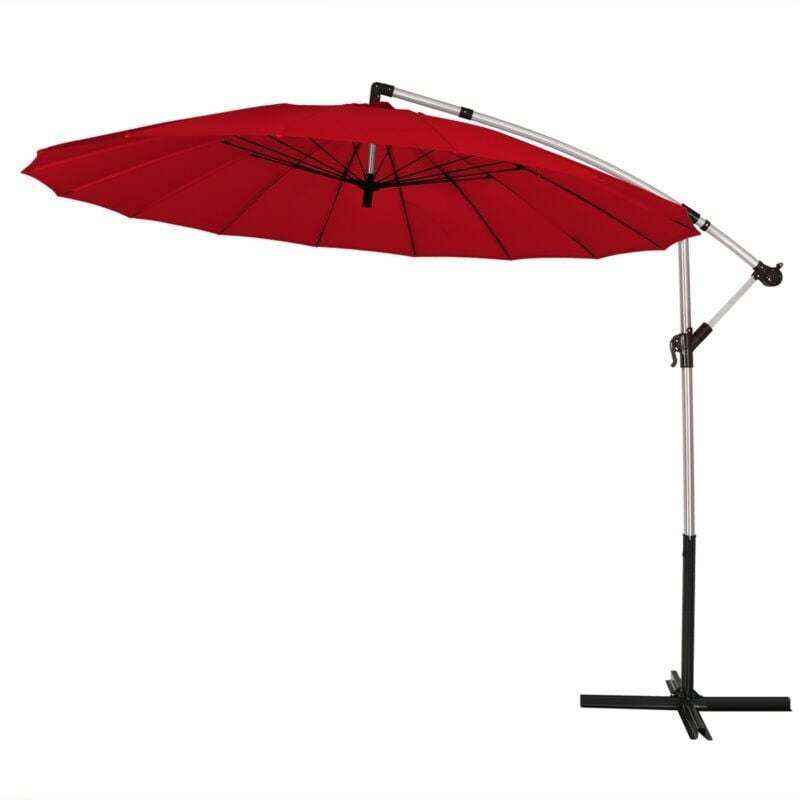 10 Ft Offset Hanging Patio Umbrella, Outdoor Cantilever Umbrella with Crank & Cross Base for Backyard, Poolside, Lawn, Garden