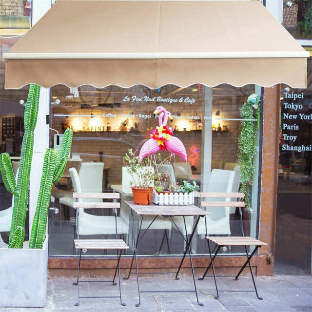 10x8.2FT Retractable Awning, Weatherproof Aluminum Sun Shade with Manual Crank for Patio, Balcony & Restaurant