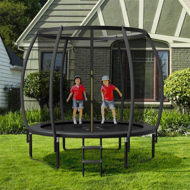12FT Outdoor Recreational Trampoline with Enclosure Net Safety Pad & Ladder for Kids Adults
