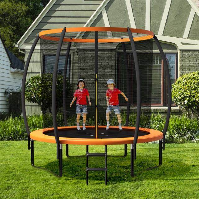 10FT Trampoline ASTM Approved Outdoor Recreational Trampoline with Safety Enclosure Net & Ladder for Kids Adults
