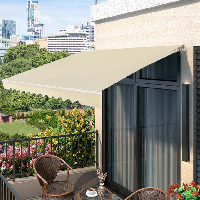 13x8.2FT Retractable Awning, Aluminum Outdoor Sun Shade with Crank Handle, Weather Resistant Patio Awning Cover for Balcony, Restaurant, RVs
