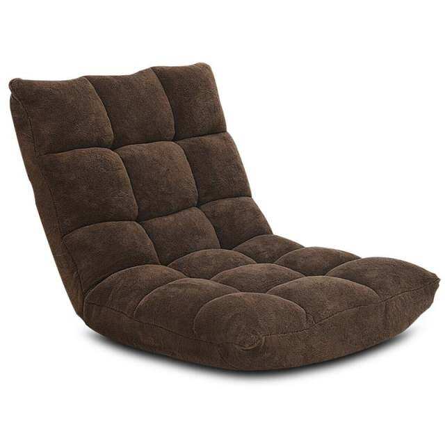 14-Position Adjustable Floor Chair, Folding Sofa Chair with Back Support, Floor Gaming Recliner for Living Room, Meditation, Reading