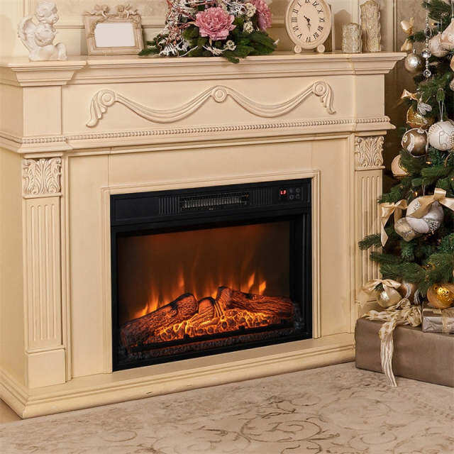 23" Electric Fireplace Insert, 1400W Freestanding Recessed Fireplace Heater with Remote Control, Adjustable Flame, Thermostat & Overheat Protection