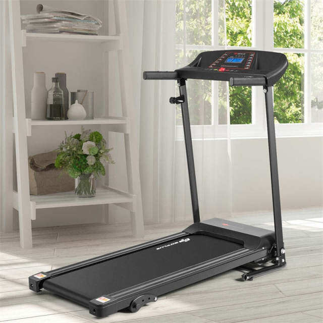 Electric Folding Treadmill with Adjustable Incline, LCD Display & Heart Rate Sensor, Quiet Compact Motorized Running Machine for Home Office Gym