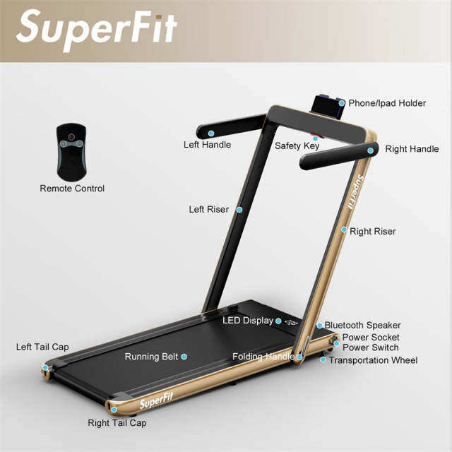 2-in-1 Folding Treadmill, 2.25HP Under Desk Treadmill with LED Display, APP & Remote Control, No Installation, Walking Jogging Machine for Home