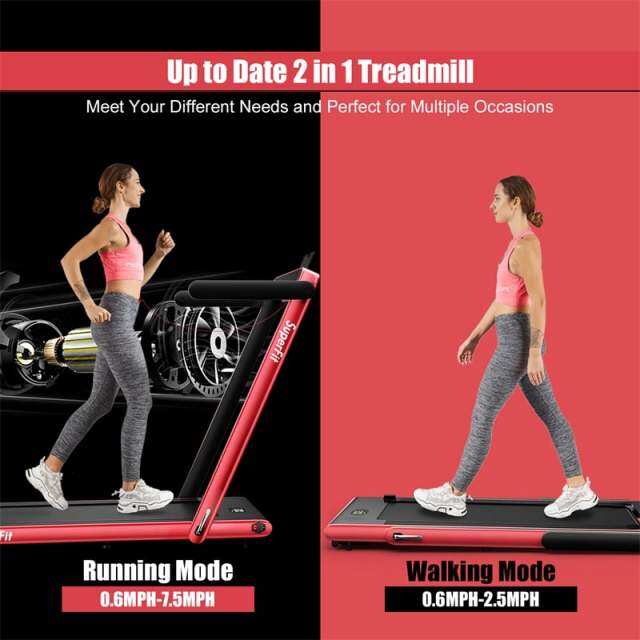 2-in-1 Folding Treadmill, 2.25HP Under Desk Treadmill with LED Display, APP & Remote Control, No Installation, Walking Jogging Machine for Home
