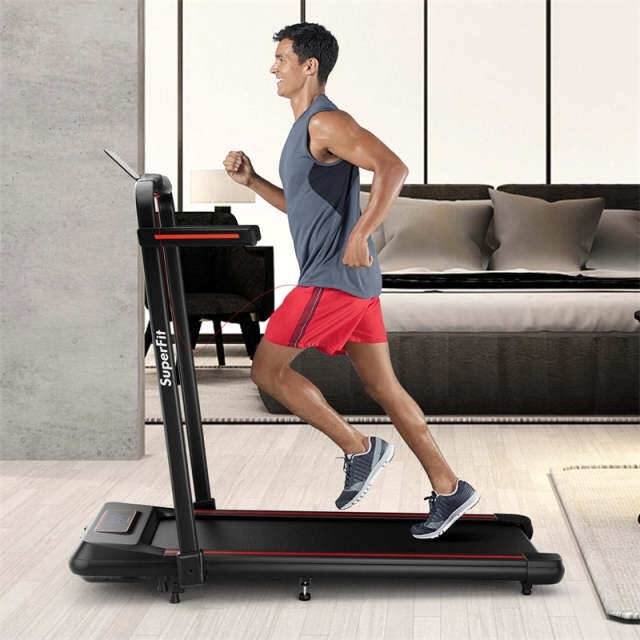 2-in-1 Folding Treadmill, 3.0HP Walking Pad with Incline, LED Display, Remote & APP Control, 265lbs Capacity Under Desk Treadmill for Home Office