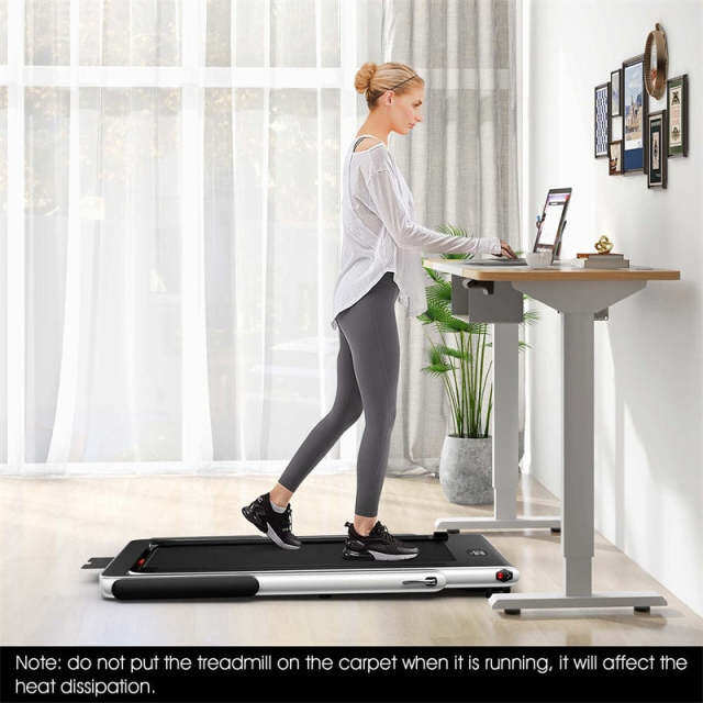 2-in-1 Under Desk Treadmill, 2.25HP SuperFit Folding Walking Jogging Machine with Dual Display, Remote & App Control, Bluetooth for Home Office