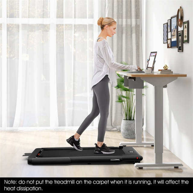 2-in-1 Under Desk Treadmill, 2.25HP SuperFit Folding Walking Jogging Machine with Dual Display, Remote & App Control, Bluetooth for Home Office