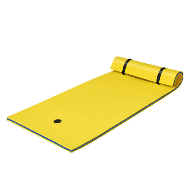 Floating Water Pad, 3-Layer Tear Resistant XPE Foam Water Mat 87" x 36" Foam Pool Float with Rolling Pillow Design for Lake Water Activities