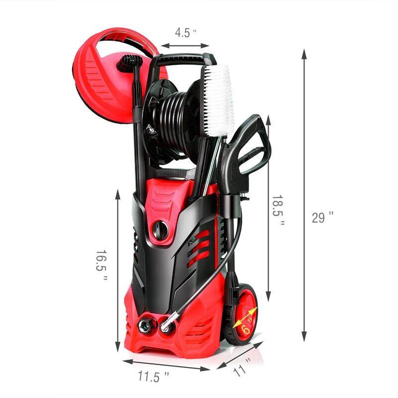 3000PSI Electric High Pressure Washer, 2000W 2 GPM Portable Power Washer Home Patio Deck Cleaner with 5 Nozzles & 2 Wheels