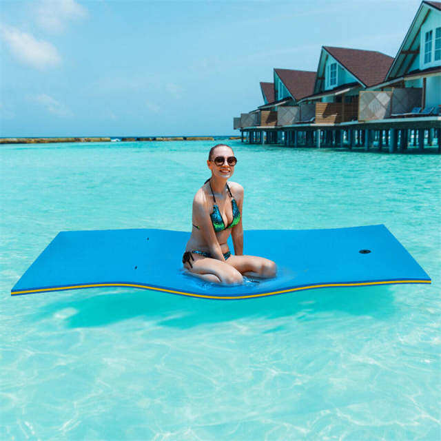 Floating Water Pad, 3-Layer Tear Resistant XPE Foam Water Mat 87" x 36" Foam Pool Float with Rolling Pillow Design for Lake Water Activities