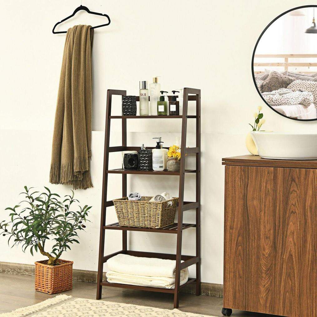 4 Tier Multifunctional Bamboo Ladder Shelf Plant Display Rack