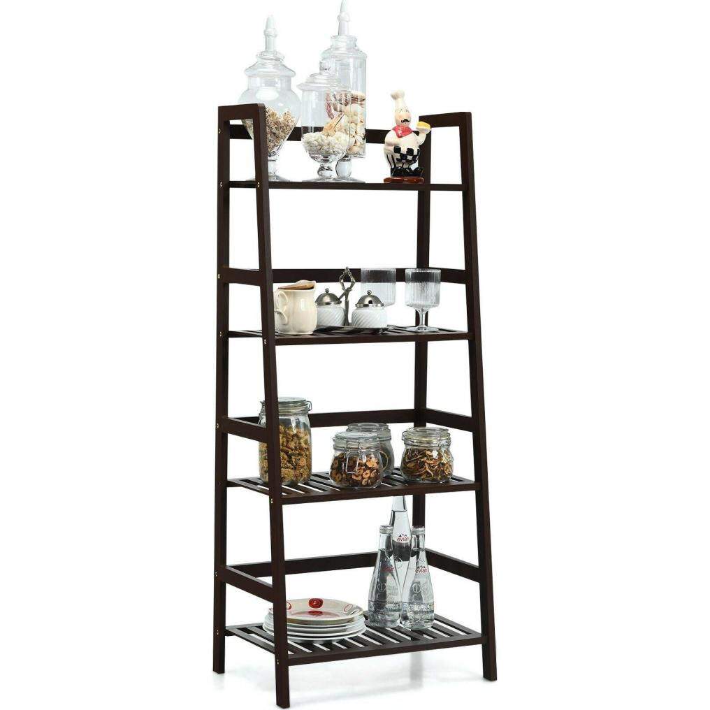 4 Tier Multifunctional Bamboo Ladder Shelf Plant Display Rack