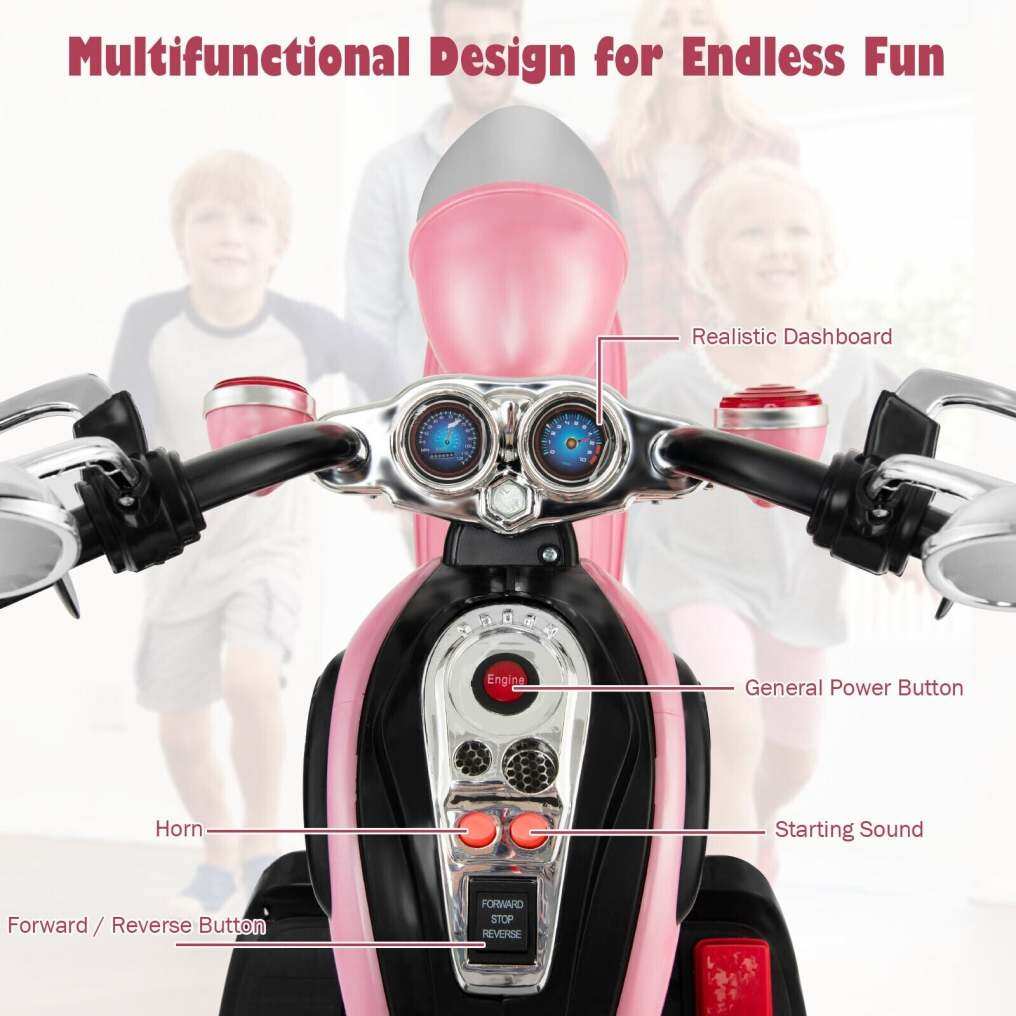 Kids Ride-On Motorcycle, 3-Wheel 6V Battery Powered Chopper Motorcycle with Headlight & Horn, ASTM-Certified Electric Toy for Boys & Girls Gifts