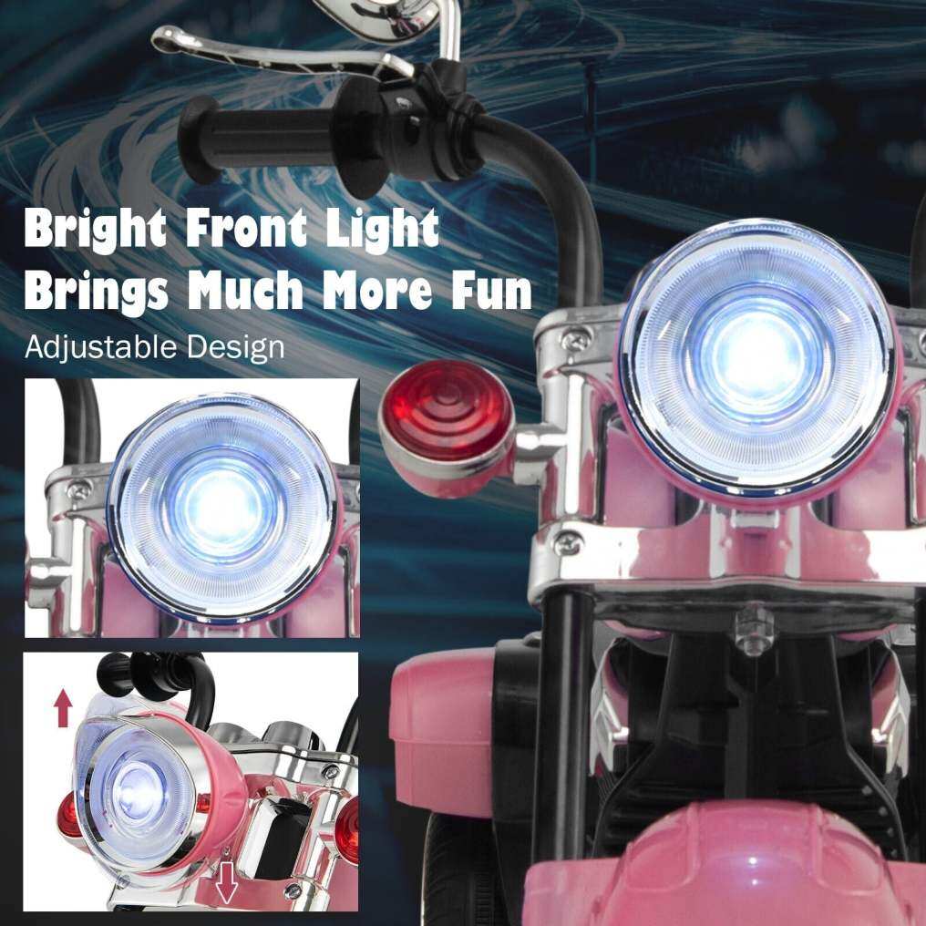 Kids Ride-On Motorcycle, 3-Wheel 6V Battery Powered Chopper Motorcycle with Headlight & Horn, ASTM-Certified Electric Toy for Boys & Girls Gifts