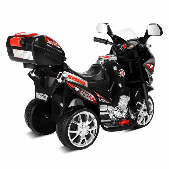 6V Kids Ride-On Motorcycle, Battery Powered 3-Wheel Motorcycle with LED Headlights, Music, Storage Trunk, Electric Motorcycle Toy for Boys/Girls