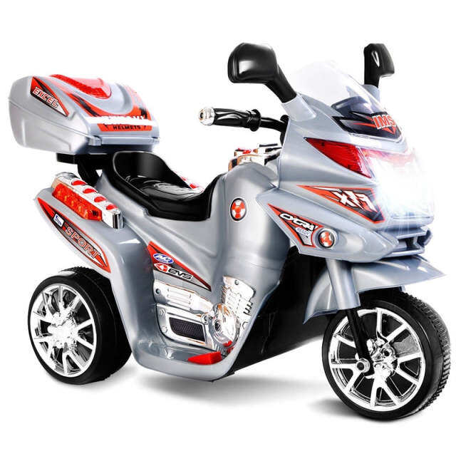 6V Kids Ride-On Motorcycle, Battery Powered 3-Wheel Motorcycle with LED Headlights, Music, Storage Trunk, Electric Motorcycle Toy for Boys/Girls