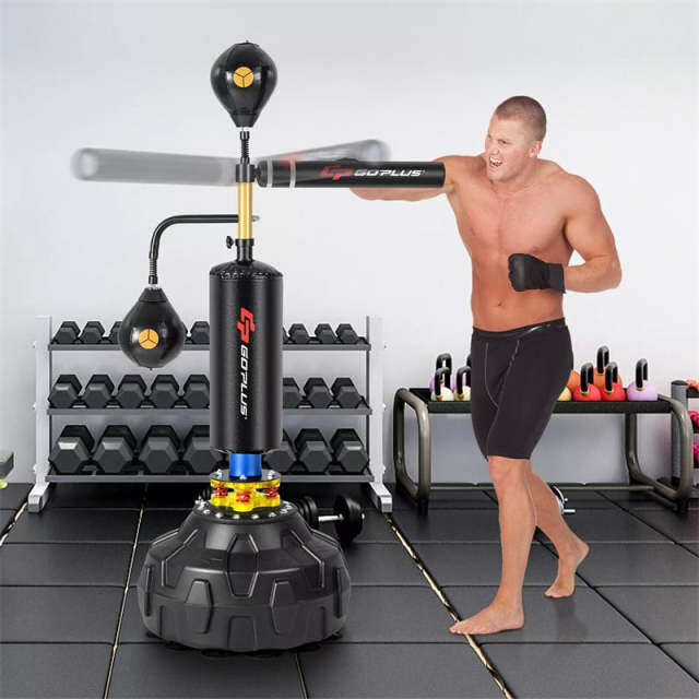 Boxing Speed Trainer, Freestanding Punching Bag with 360° Spinning Bar, Reflex Speed Balls, Fillable Base, Adjustable Boxing Training Equipment Adults