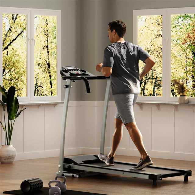 800W Folding Treadmill, Electric Motorized Running Machine with LED Display, 12 Preset Programs, Pulse Sensor & Built-in Wheels for Home Use