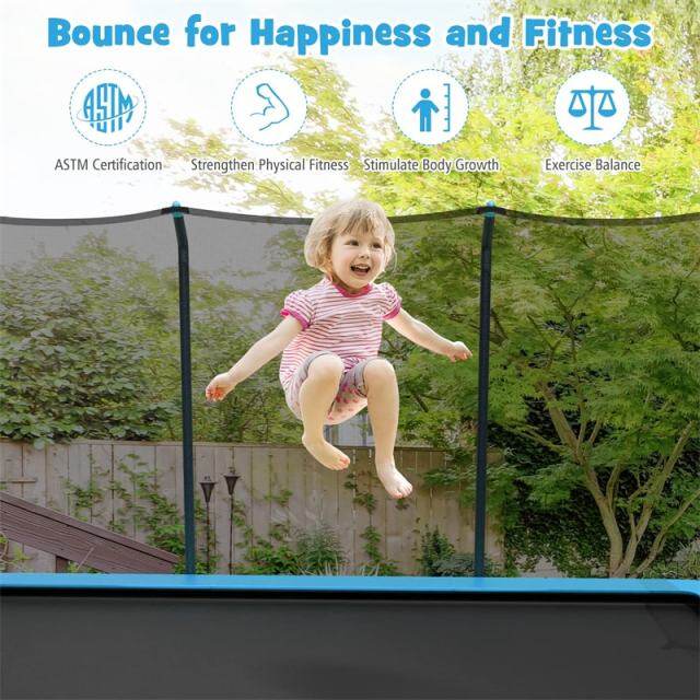 8x14FT Rectangular Trampoline for Kids & Adults, ASTM Certified Outdoor Trampoline with Safety Enclosure Net & Ladder, 440 LBS Load Capacity