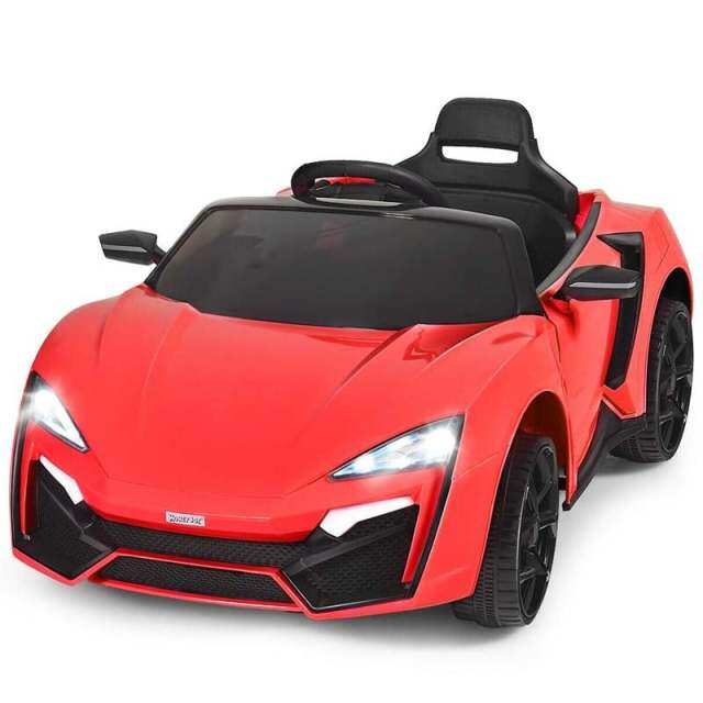 Kids Ride On Sports Car, 12V Battery Powered Electric Vehicle with Remote Control & LED Lights for Boys & Girls