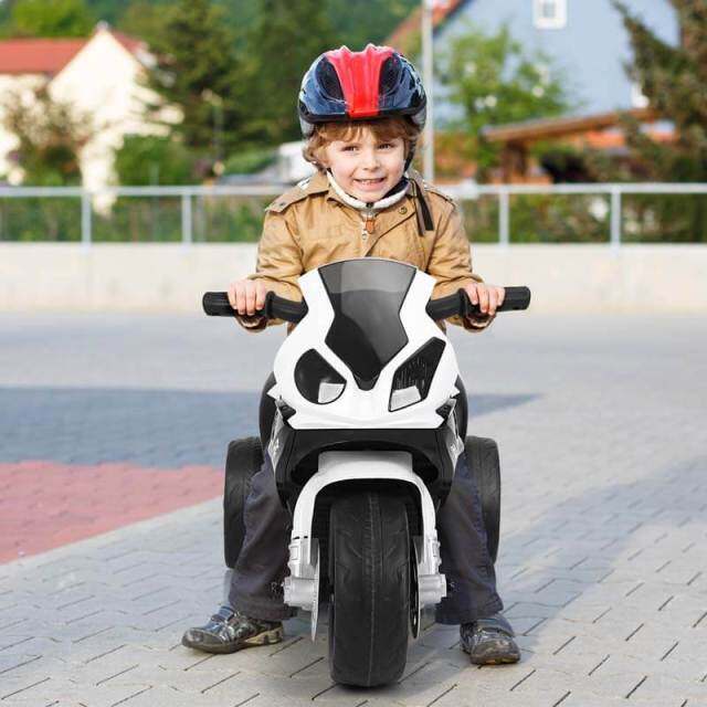 Kids Ride on Motorcycle, Licensed BMW 6V Battery Powered 3-Wheel Motorcycle Car Toy with Lights & Music