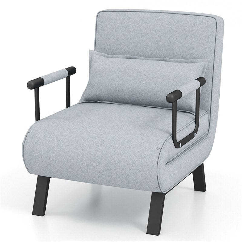 Convertible Sleeper Chair, 4-in-1 Folding Sofa Bed 6-Position Adjustable Backrest w/ Pillow, Reclining Chaise Sleeper Sofa for Living Room