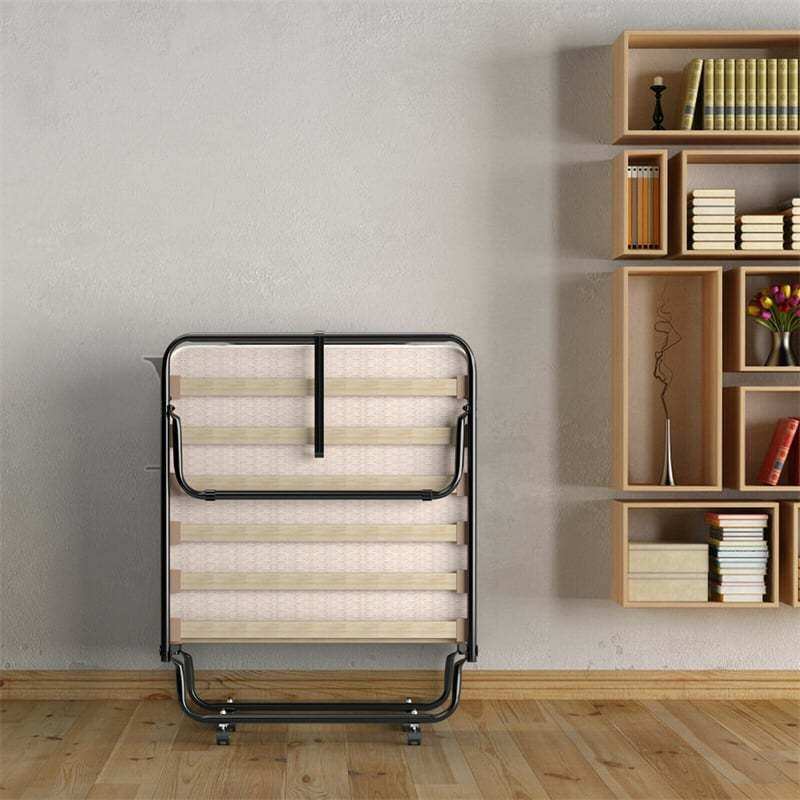 Folding Bed with 4" Memory Foam Mattress, Metal Frame Portable Rollaway Guest Bed Foldable Cot Bed for Adults, Made in Italy