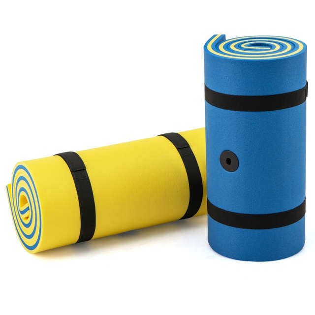 83"x26" Floating Water Pad, 3-Layer Tear-Resistant XPE Foam Water Mat with Rolling Pillow for Pool/Lake/Ocean, Adults & Family Use