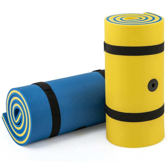 83"x26" Floating Water Pad, 3-Layer Tear-Resistant XPE Foam Water Mat with Rolling Pillow for Pool/Lake/Ocean, Adults & Family Use