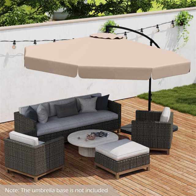 10FT Offset Cantilever Umbrella with Cover, Tilt Adjustment & Crank, 8-Rib Heavy-Duty Vented Ruffled Patio Umbrella for Poolside/Garden/Deck