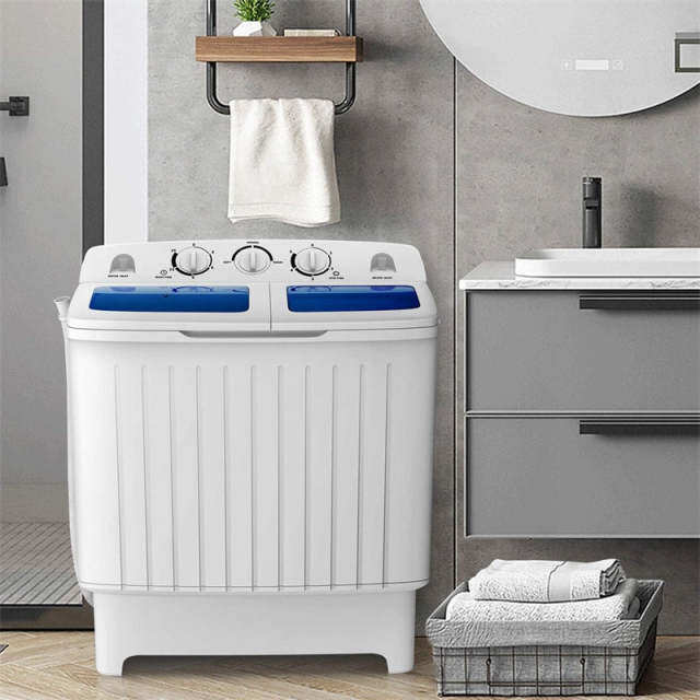 Portable Twin Tub Washing Machine, 20Lbs Capacity Compact Washer & Spinner Combo with Drain Hose, Mini Laundry Washer for RV, Apartments, Dorms