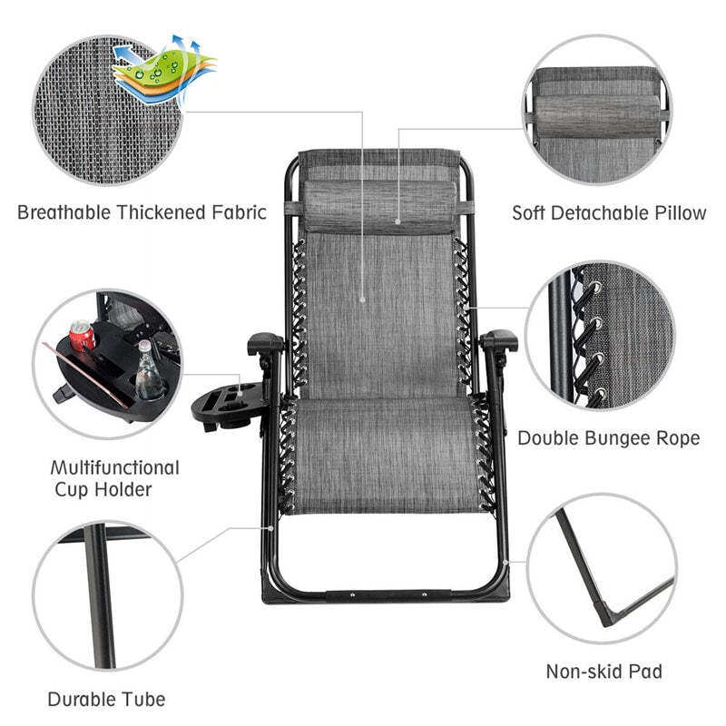 Bestoutdor Zero Gravity Chair Folding Reclining Patio Chair Lawn Chair with Cup Holder & Detachable Headrest