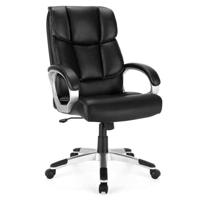 Big & Tall Executive Office Chair, 350lbs Capacity, High-Back Leather Desk Chair Adjustable Swivel Chair with Soft Armrests & Lumbar Support