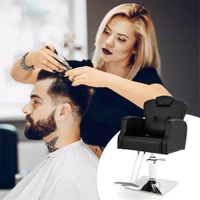 Heavy-Duty Hydraulic Barber Chair with 360° Locking Swivel, Adjustable Headrest & Height, 330LBS Capacity PU Leather Salon Chair for Beauty Salon/Spa