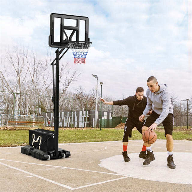 Portable Basketball Hoop, 8-10Ft Height Adjustable Basketball Goal Stand System with 44" Shatterproof Backboard & Weight Bag for Indoor Outdoor Use