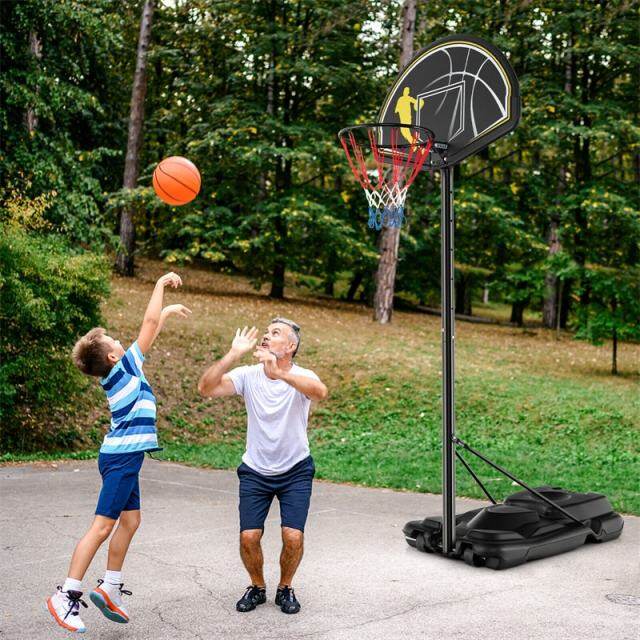 Portable Basketball Hoop 4.25-10FT Height Adjustable with 44" Shatterproof Backboard & Fillable Base, Indoor Outdoor Basketball Goal for Kids, Adults