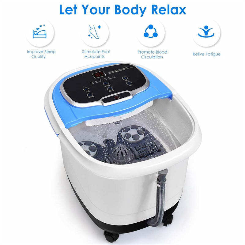 Foot Spa Bath Massager with Heat, Portable Pedicure Foot Spa Tub w/ Motorized Rollers, Shiatsu Massage, Temp Control, Adjustable Shower for Home