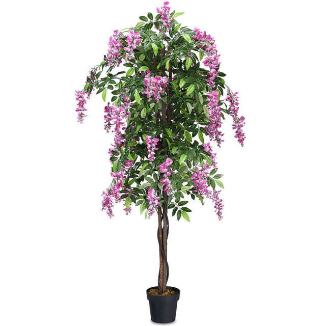 6FT Artificial Ficus Tree, s-2 Fake Wisteria Tree with Nursery Pots, Indoor/Outdoor Tall Faux Floor Plants for Home, Office, Living Room