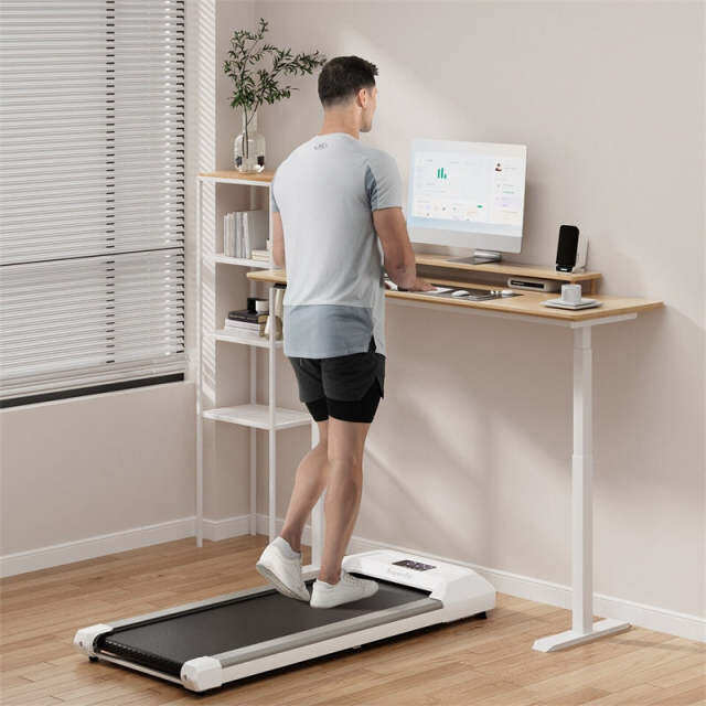 2-in-1 Walking Pad with 265lbs Capacity, Remote Control & LED Display, 2.25HP Under Desk Treadmill for Home, Office, Small Spaces