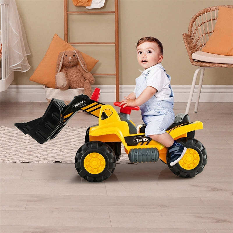 Kids Ride on Excavator Bulldozer Toy Sand Digger Toddler Ride On Construction Truck with Underneath Storage