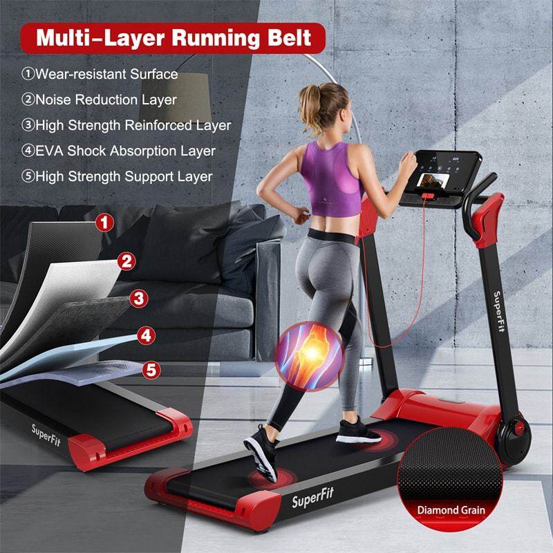 2.25HP Electric Folding Treadmill Motorized Running Machine with LED Display & Bluetooth Speaker APP Control
